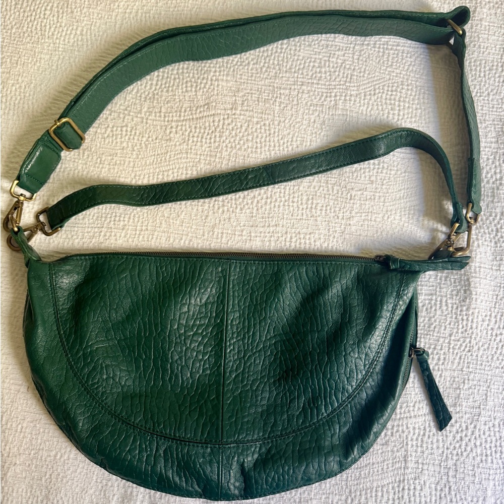 ANTHROPOLOGIE Green Bubble Leather
Crescent Bag 2 straps, Shoulder or Crossbody